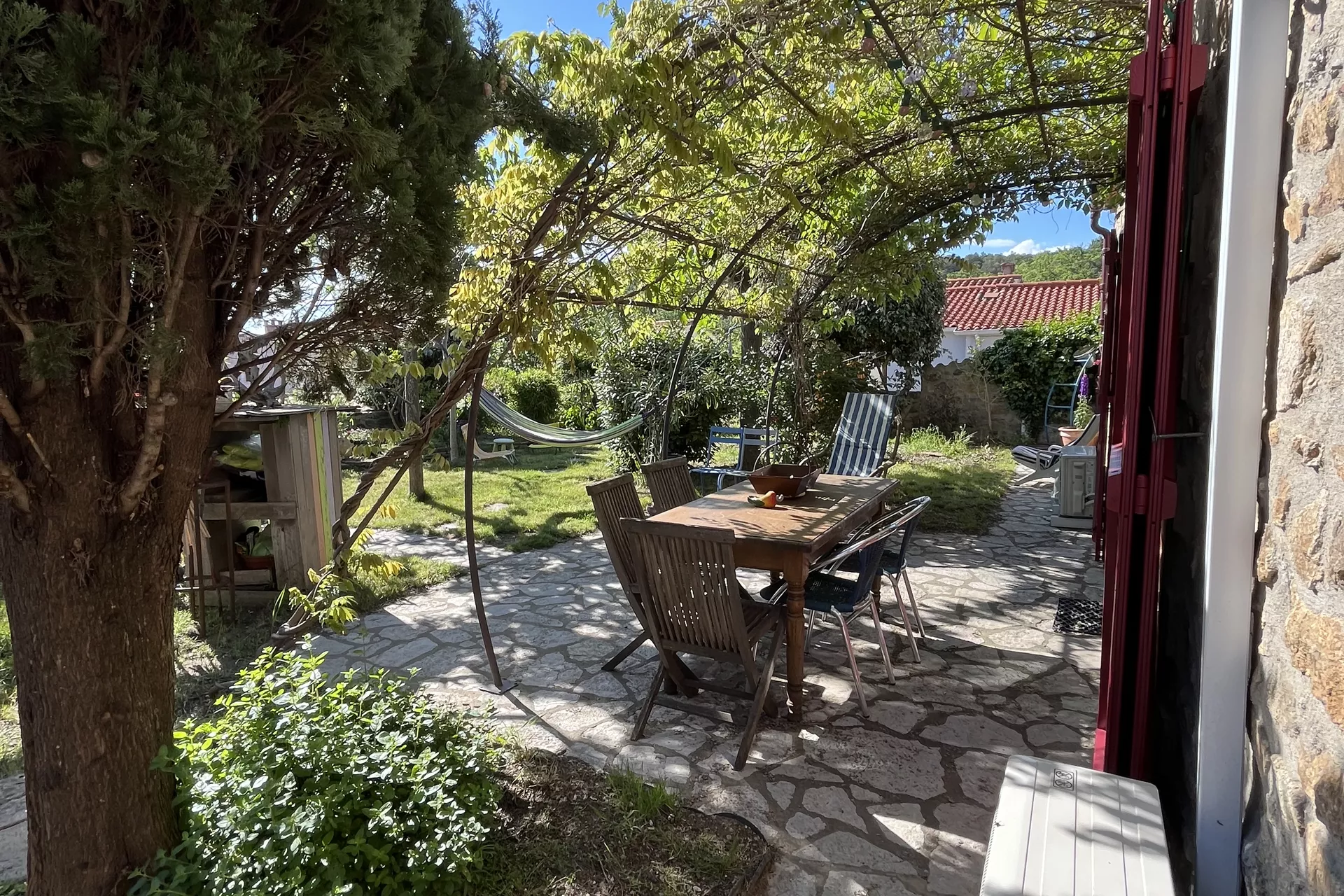 The front of the house and east facing garden